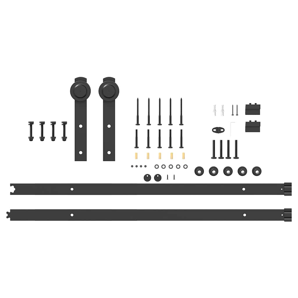 Kit di Binari per Porte Scorrevoli 213,5 cm Acciaio Nero | homemem39