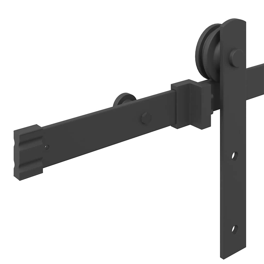 Kit di Binari per Porte Scorrevoli 213,5 cm Acciaio Nero | homemem39