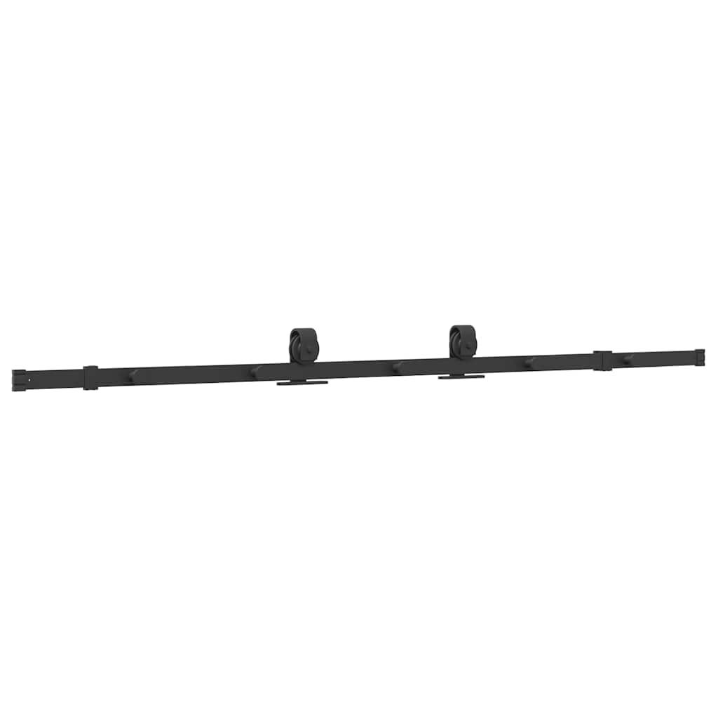 Kit di Binari per Porte Scorrevoli 200 cm Acciaio Nero | homemem39
