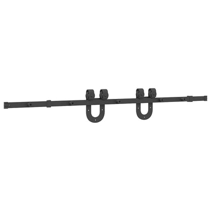 Kit di Binari per Porte Scorrevoli 183 cm Acciaio Nero | homemem39