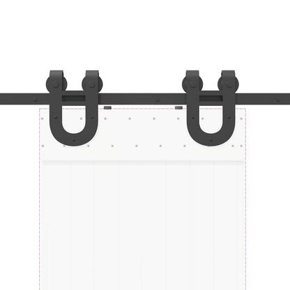 Kit di Binari per Porte Scorrevoli 183 cm Acciaio Nero | homemem39