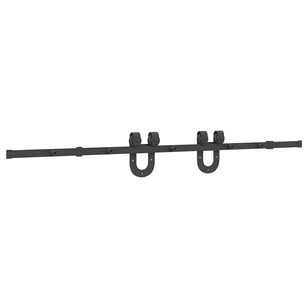 Kit di Binari per Porte Scorrevoli 200 cm Acciaio Nero | homemem39