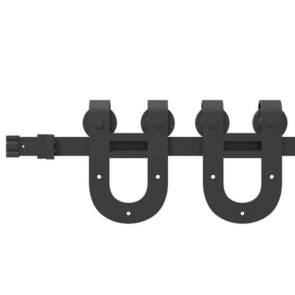 Kit di Binari per Porte Scorrevoli 200 cm Acciaio Nero | homemem39