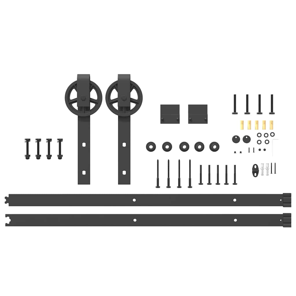 Kit di Binari per Porte Scorrevoli 183 cm Acciaio Nero | homemem39
