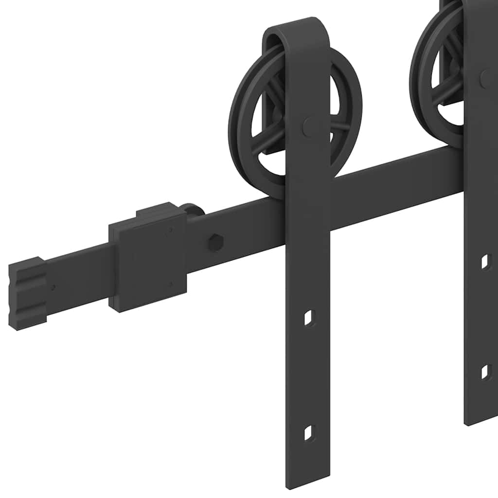 Kit di Binari per Porte Scorrevoli 200 cm Acciaio Nero | homemem39