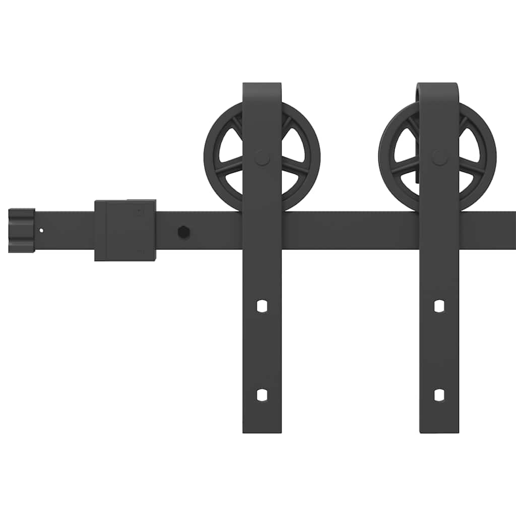 Kit di Binari per Porte Scorrevoli 200 cm Acciaio Nero | homemem39
