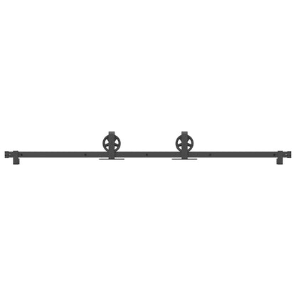 Kit di Binari per Porte Scorrevoli 183 cm Acciaio Nero | homemem39