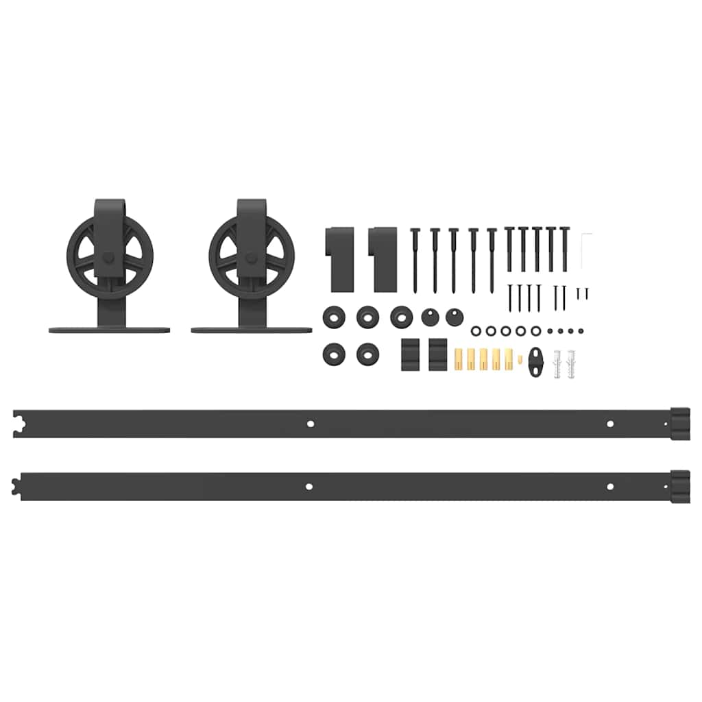 Kit di Binari per Porte Scorrevoli 183 cm Acciaio Nero | homemem39