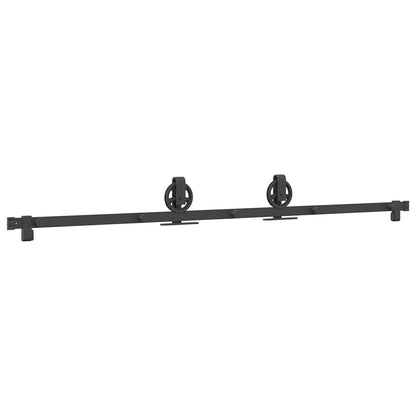 Kit di Binari per Porte Scorrevoli 183 cm Acciaio Nero | homemem39