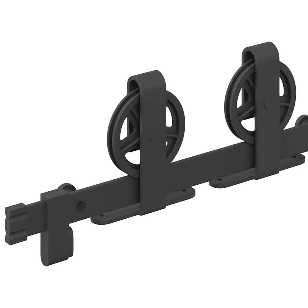 Kit di Binari per Porte Scorrevoli 200 cm Acciaio Nero | homemem39