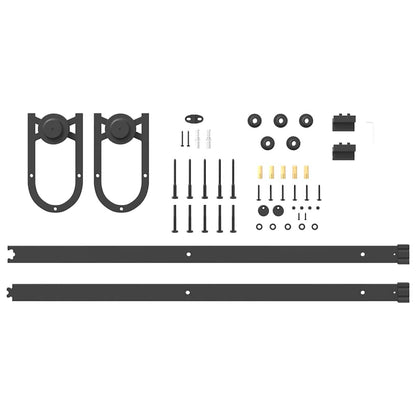 Kit di Binari per Porte Scorrevoli 183 cm Acciaio Nero | homemem39