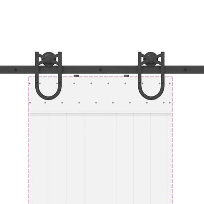 Kit di Binari per Porte Scorrevoli 183 cm Acciaio Nero | homemem39