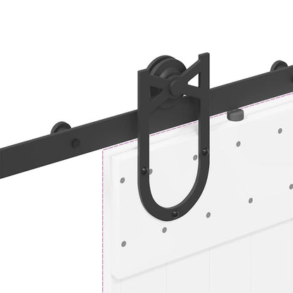 Kit di Binari per Porte Scorrevoli 183 cm Acciaio Nero | homemem39