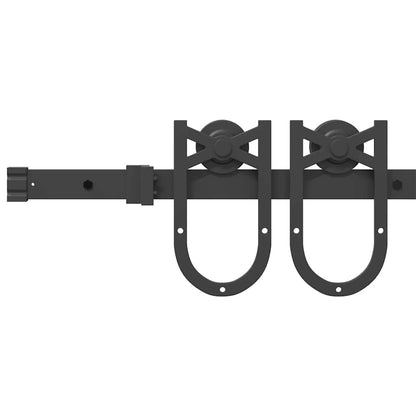 Kit di Binari per Porte Scorrevoli 183 cm Acciaio Nero | homemem39