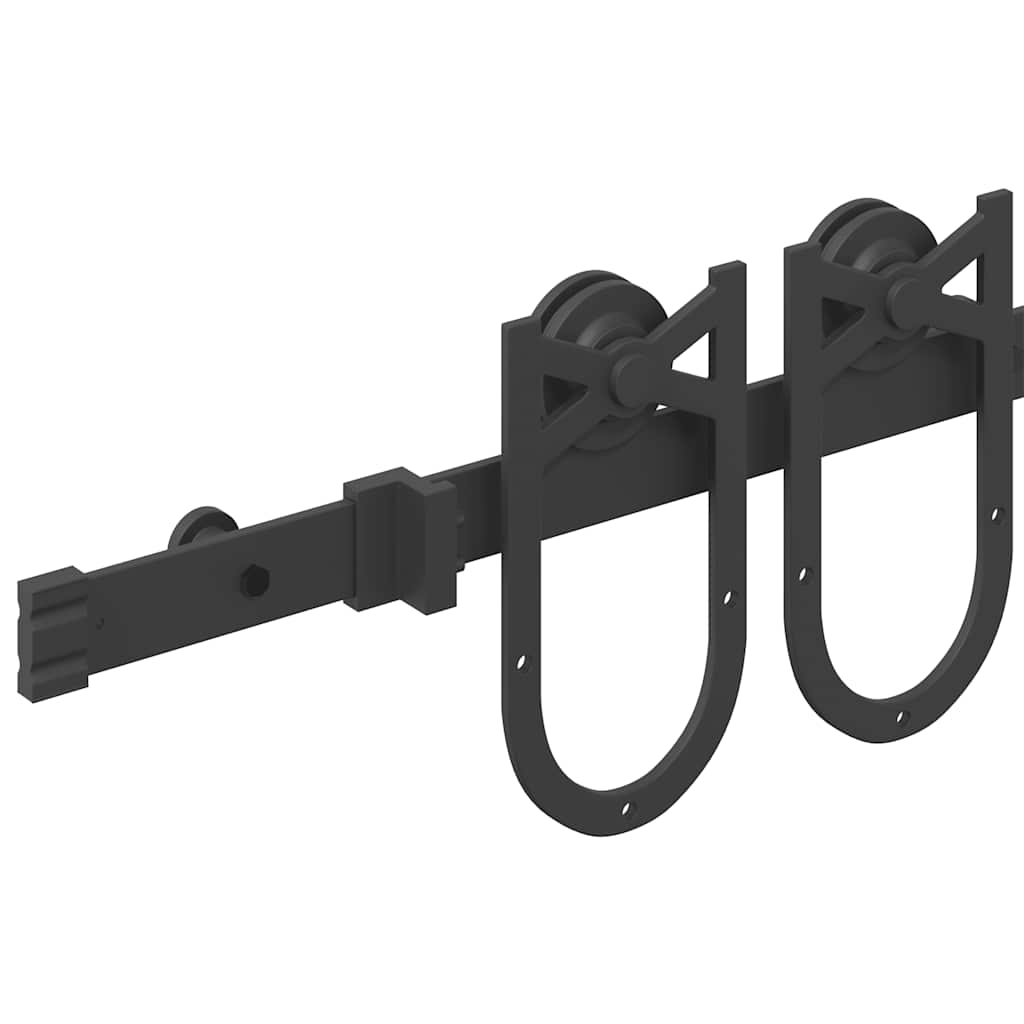 Kit di Binari per Porte Scorrevoli 200 cm Acciaio Nero | homemem39