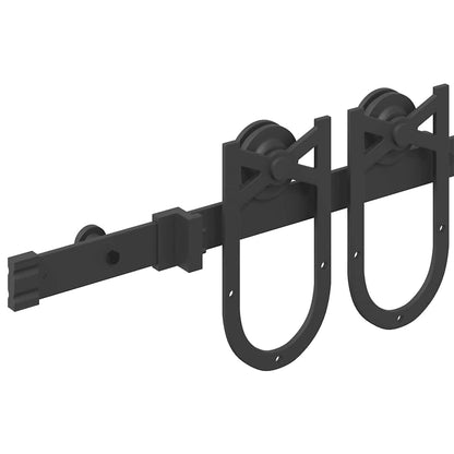 Kit di Binari per Porte Scorrevoli 200 cm Acciaio Nero | homemem39