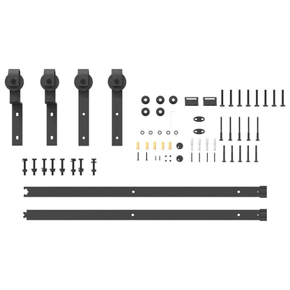 Kit di Binari per Porte Scorrevoli 183 cm Acciaio Nero | homemem39