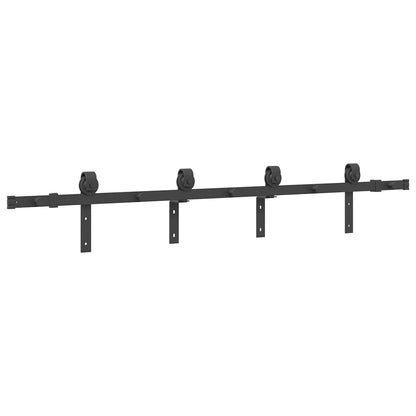Kit di Binari per Porte Scorrevoli 183 cm Acciaio Nero | homemem39
