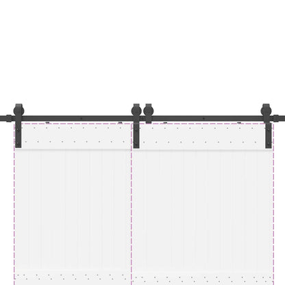 Kit di Binari per Porte Scorrevoli 183 cm Acciaio Nero | homemem39