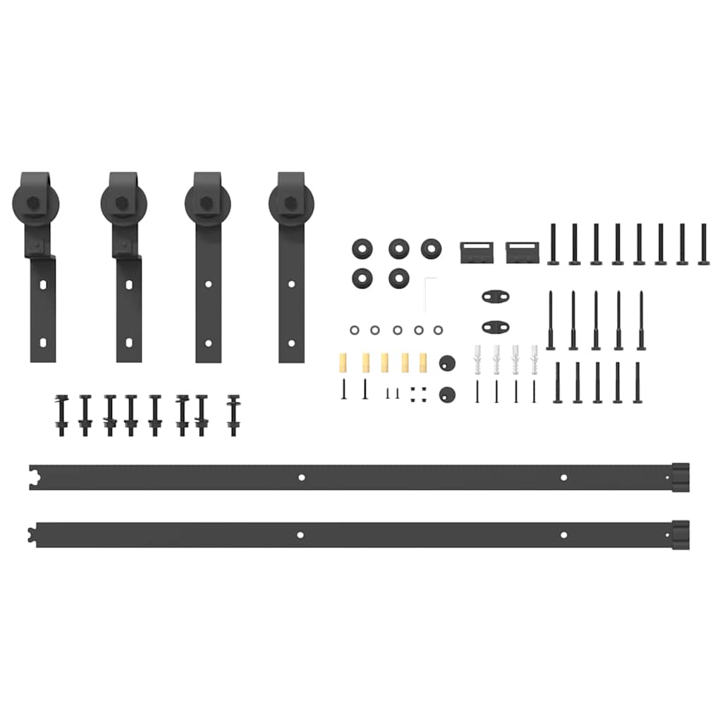 Kit di Binari per Porte Scorrevoli 200 cm Acciaio Nero | homemem39