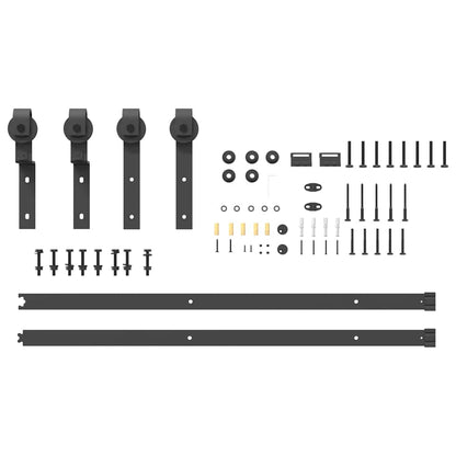 Kit di Binari per Porte Scorrevoli 200 cm Acciaio Nero | homemem39
