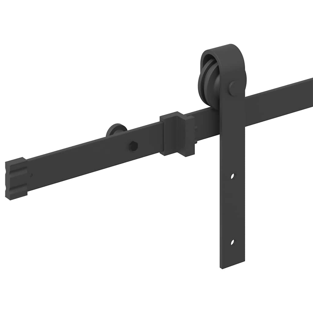 Kit di Binari per Porte Scorrevoli 200 cm Acciaio Nero | homemem39