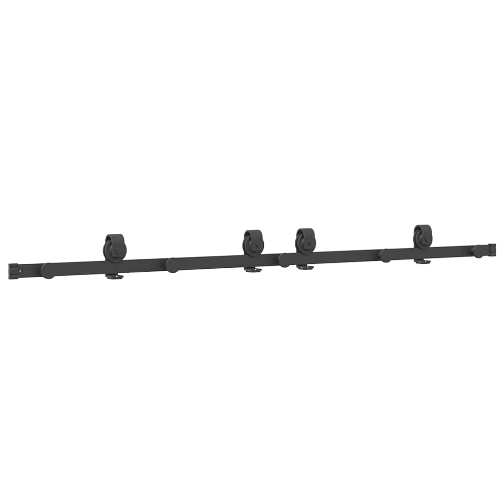 Kit di Binari per Porte Scorrevoli 183 cm Acciaio Nero | homemem39