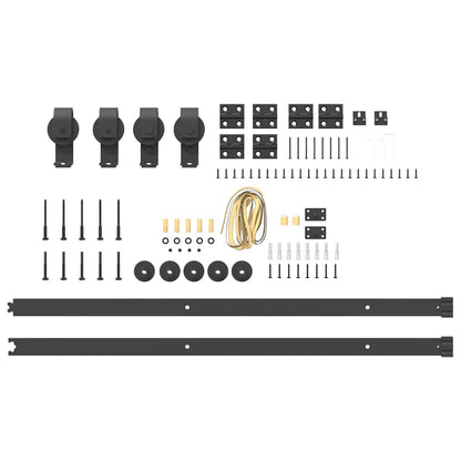 Kit di Binari per Porte Scorrevoli 200 cm Acciaio Nero | homemem39