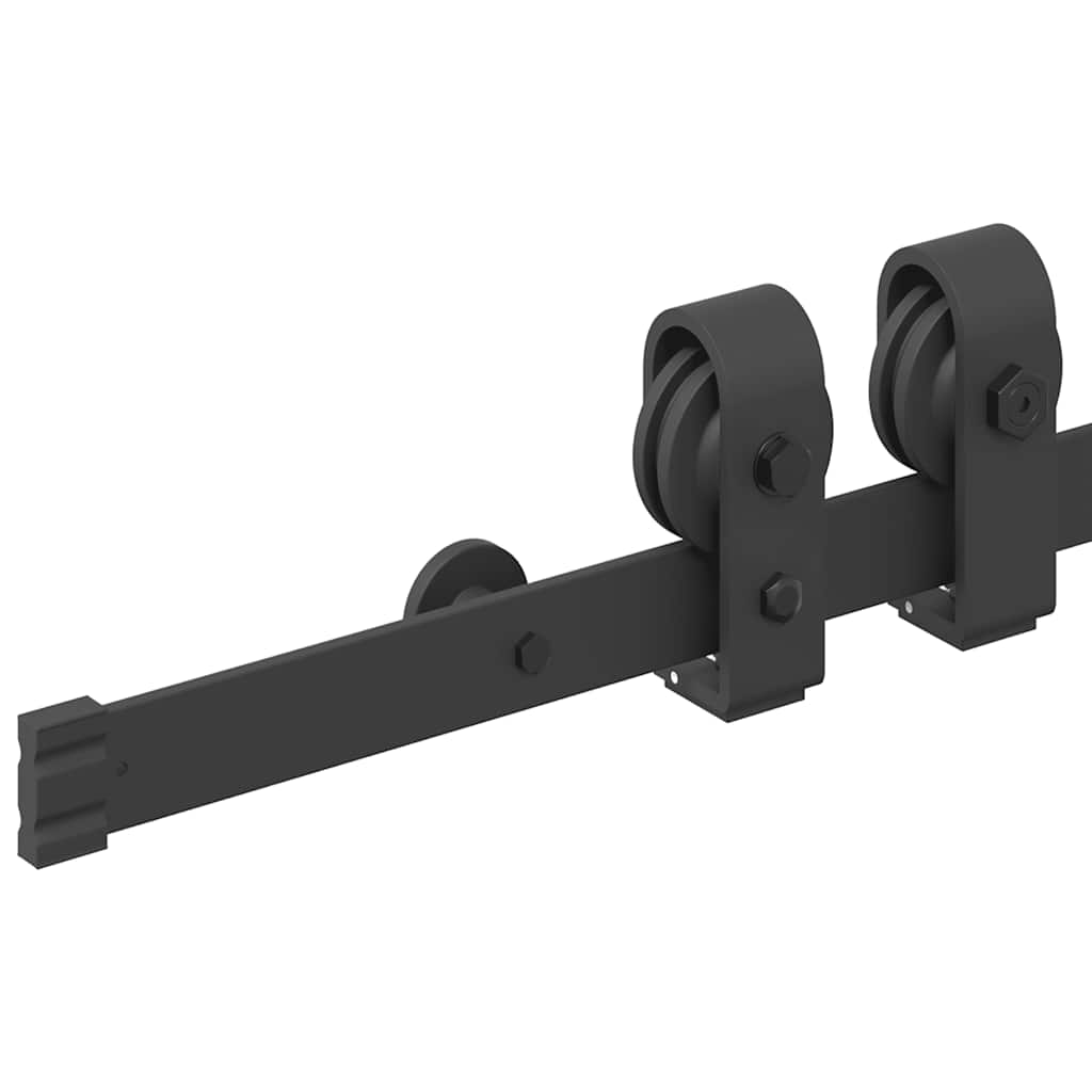 Kit di Binari per Porte Scorrevoli 200 cm Acciaio Nero | homemem39