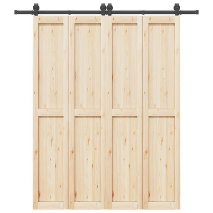 Kit di Binari per Porte Scorrevoli 200 cm Acciaio Nero | homemem39