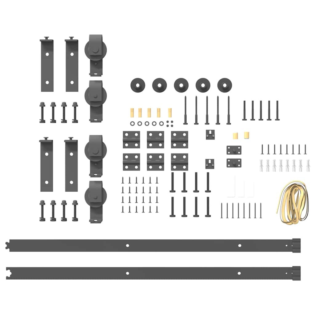 Kit di Binari per Porte Scorrevoli 183 cm Acciaio Nero | homemem39