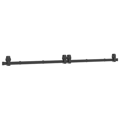 Kit di Binari per Porte Scorrevoli 200 cm Acciaio Nero | homemem39