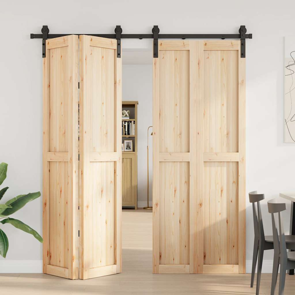 Kit di Binari per Porte Scorrevoli 200 cm Acciaio Nero | homemem39