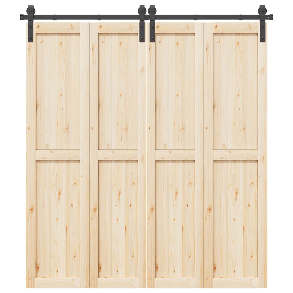 Kit di Binari per Porte Scorrevoli 200 cm Acciaio Nero | homemem39
