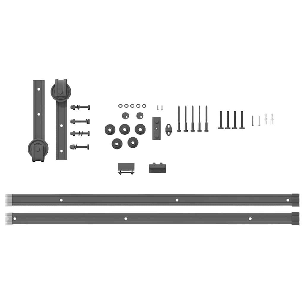Kit di Binari per Porte Scorrevoli 200 cm Acciaio Nero | homemem39