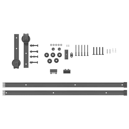 Kit di Binari per Porte Scorrevoli 200 cm Acciaio Nero | homemem39