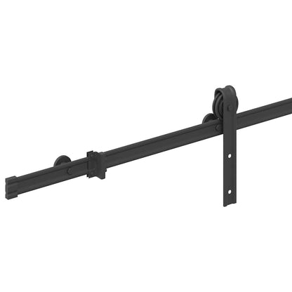Kit di Binari per Porte Scorrevoli 200 cm Acciaio Nero | homemem39