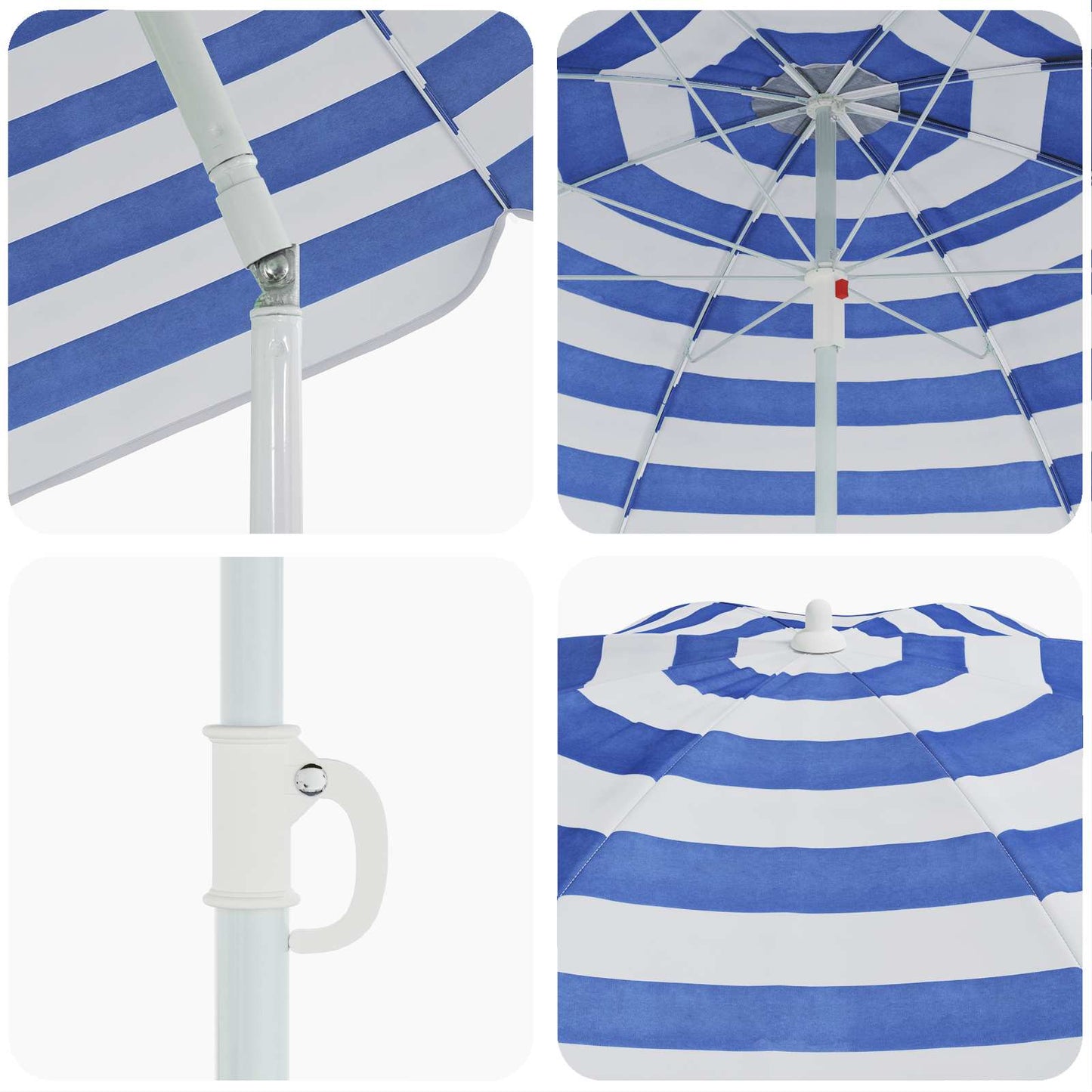 Ombrello da giardino 240 cm Poliestere 170T Blu e Bianco