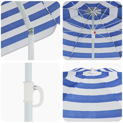 Ombrello da giardino 240 cm Poliestere 170T Blu e Bianco