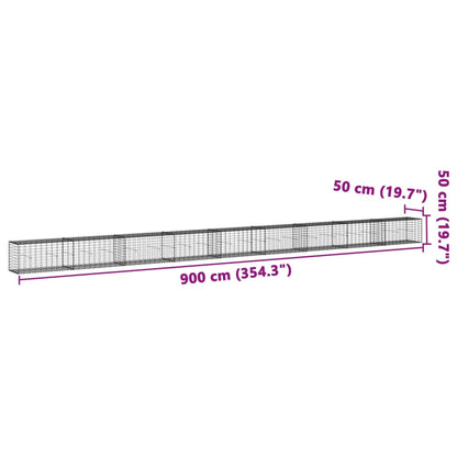 Cesto Gabbione con Copertura 900x50x50 cm in Ferro Zincato - homemem39