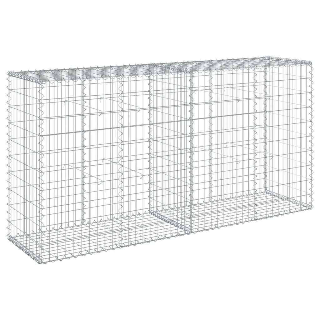 Cesto Gabbione con Copertura 200x50x100 cm in Ferro Zincato | homemem39