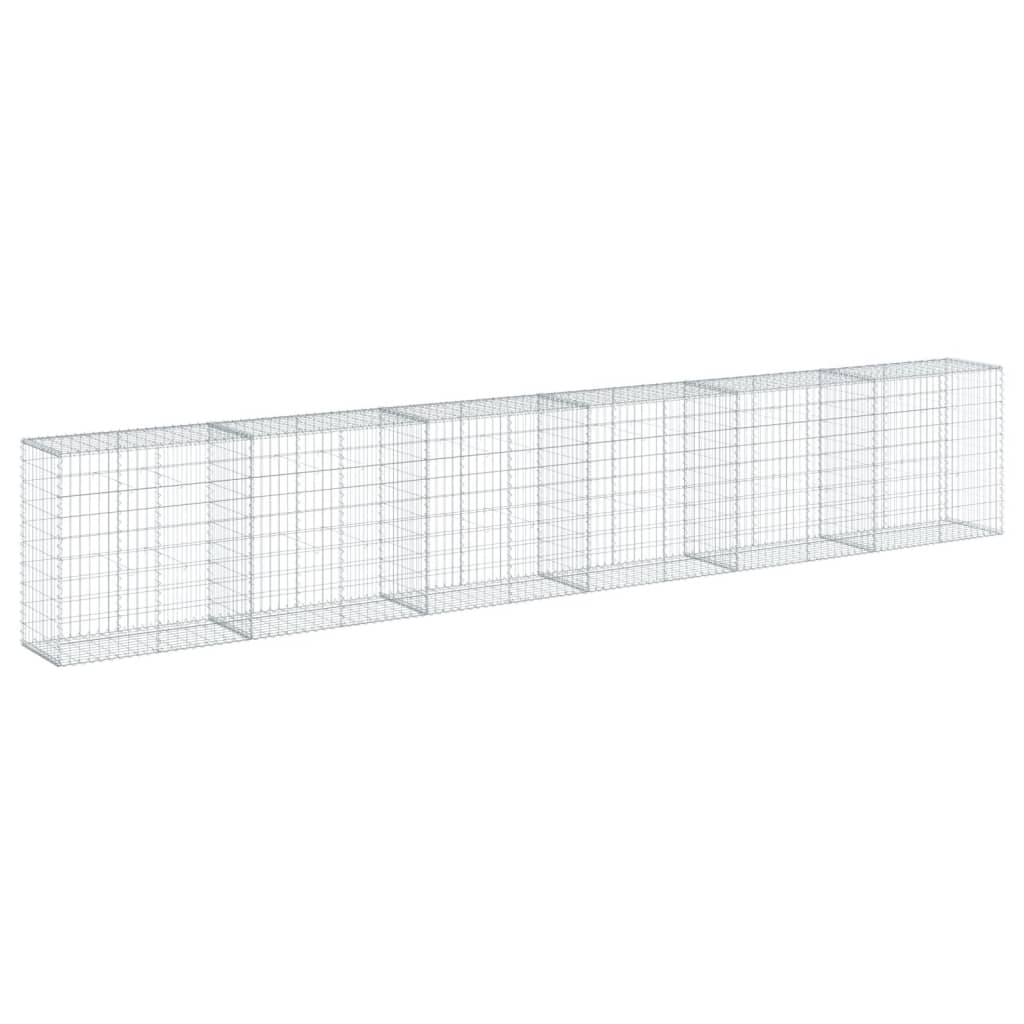 Cesto Gabbione con Copertura 600x50x100 cm in Ferro Zincato | homemem39