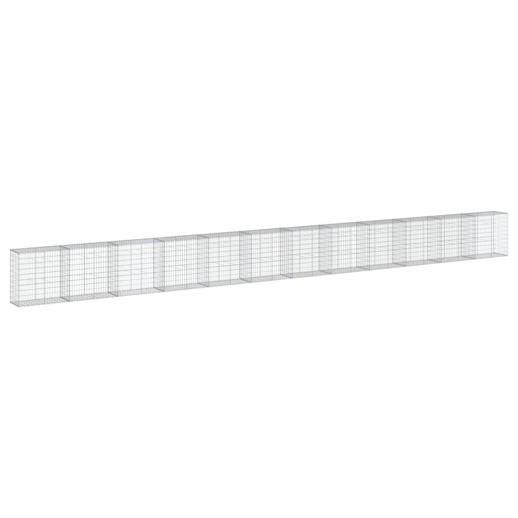 Cesto Gabbione con Copertura 1200x50x100 cm in Ferro Zincato | homemem39