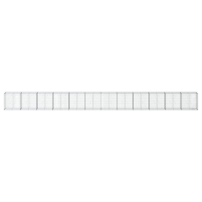Cesto Gabbione con Copertura 1200x50x100 cm in Ferro Zincato | homemem39