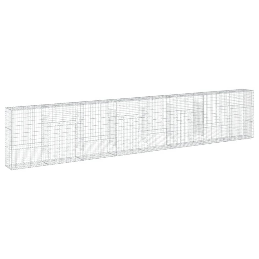 Cesto Gabbione con Copertura 800x50x150 cm in Ferro Zincato | homemem39