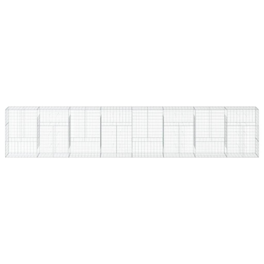 Cesto Gabbione con Copertura 800x50x150 cm in Ferro Zincato | homemem39