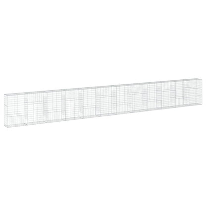 Cesto Gabbione con Copertura 1200x50x150 cm in Ferro Zincato | homemem39