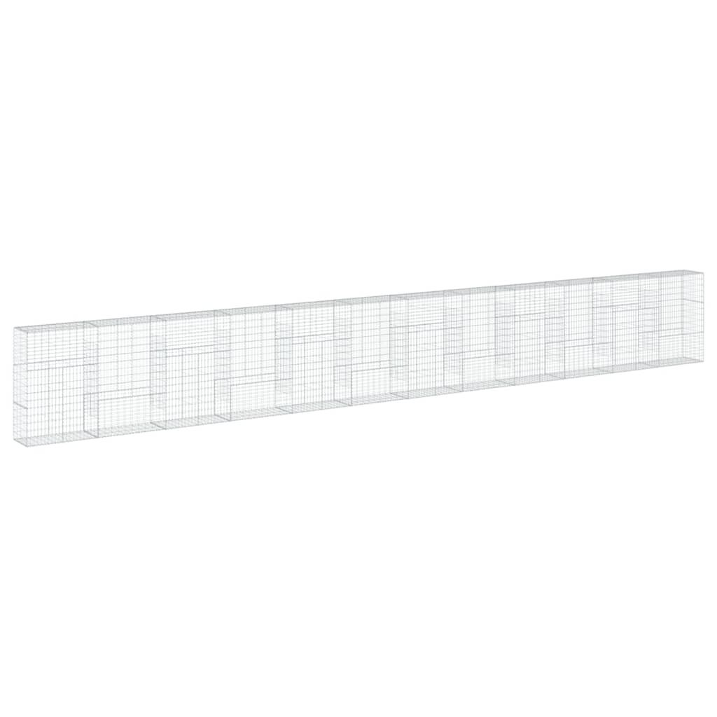 Cesto Gabbione con Copertura 1200x50x150 cm in Ferro Zincato | homemem39