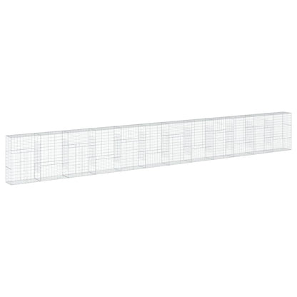 Cesto Gabbione con Copertura 1200x50x150 cm in Ferro Zincato | homemem39