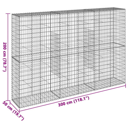 Cesto Gabbione con Copertura 300x50x200 cm in Ferro Zincato | homemem39